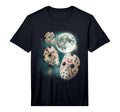 Mens Three Hockey Mask Moon Magic T-Shirt - Aesthetic Graphic for Adults